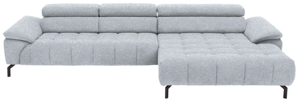 ECKSOFA in Chenille Hellgrau  329/190 cm  - Hellgrau/Schwarz, Design, Textil/Metall (329/190cm) - Beldomo Style