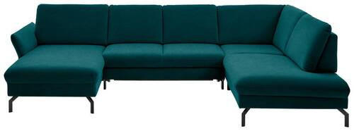 WOHNLANDSCHAFT in Velours Petrol  - Petrol/Schwarz, Design, Textil/Metall (179/335/220cm) - Beldomo System