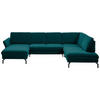WOHNLANDSCHAFT in Velours Petrol  - Petrol/Schwarz, Design, Textil/Metall (179/335/220cm) - Beldomo System