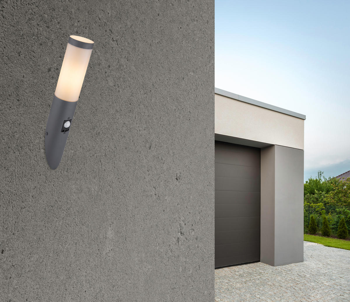 AUßENLEUCHTE 7,6/41 cm   - Anthrazit/Opal, Basics, Kunststoff/Metall (7,6/41cm) - Globo