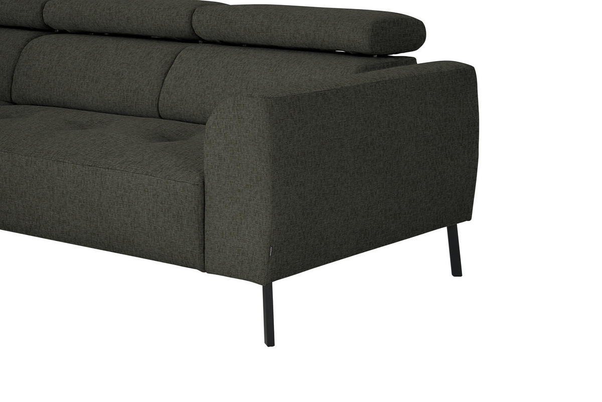 ECKSOFA in Chenille Graubraun  205/280 cm  - Graubraun/Schwarz, Design, Textil/Metall (205/280cm) - Xora