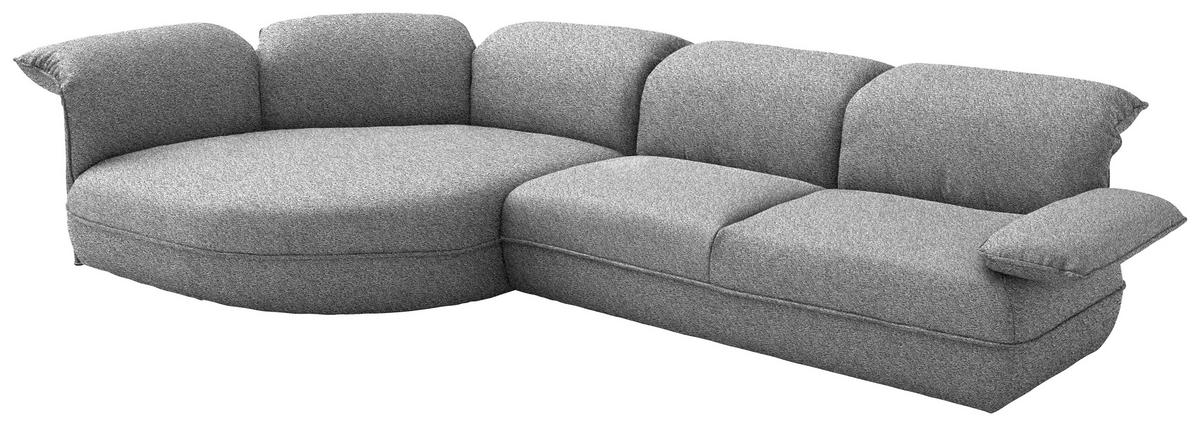 ECKSOFA Chenille Grau  - Schwarz/Grau, Design, Kunststoff/Textil (154/343cm) - Koinor