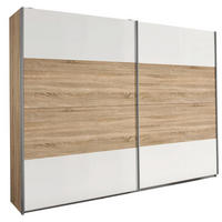 SCHWEBETÜRENSCHRANK 226/210/62 cm 2-türig Weiß, Sonoma Eiche  - Alufarben/Weiß, Design, Holzwerkstoff/Metall (226/210/62cm) - Carryhome