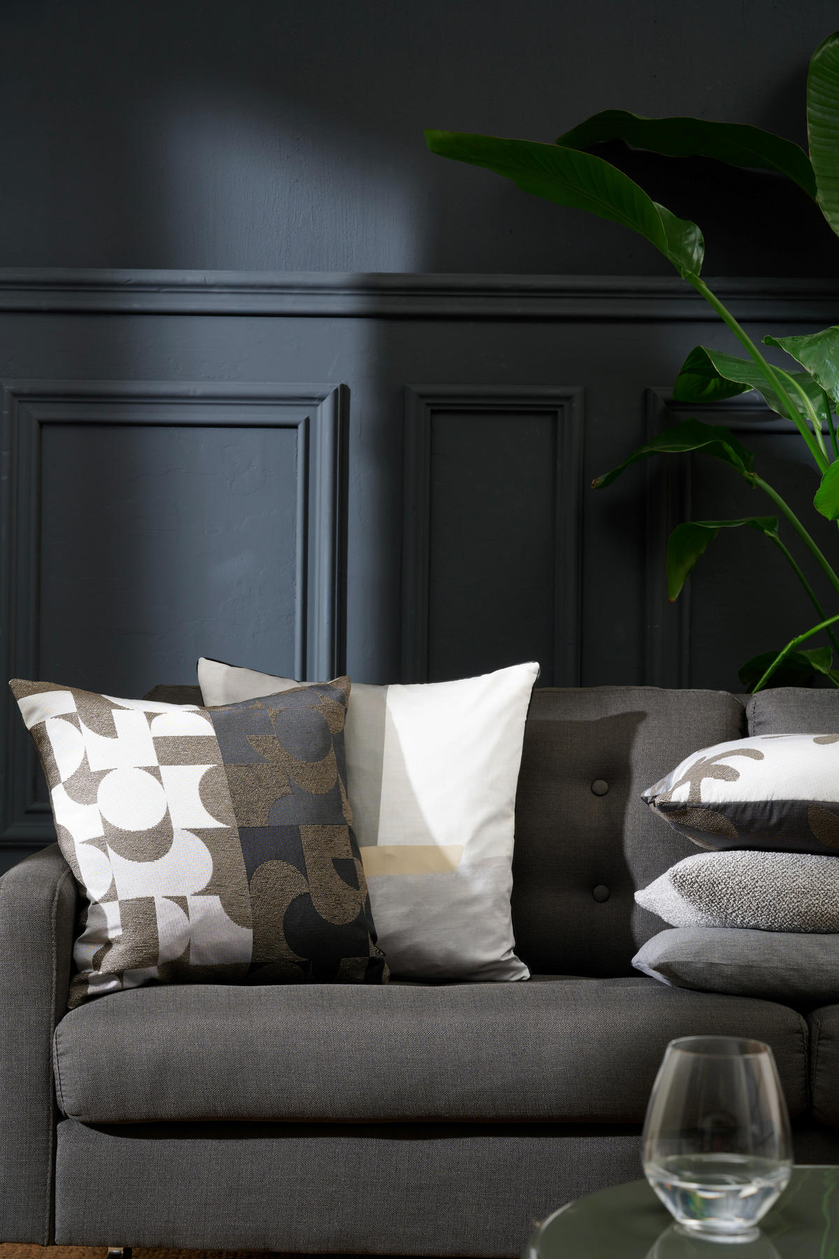 KISSENHÜLLE 49/49 cm  - Taupe/Schwarz, Design, Textil (49/49cm) - Apelt