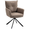 ARMLEHNSTUHL  Sitzfläche 180° drehbar Cord  - Schwarz/Braun, Design, Textil/Metall (60/95/67cm) - Novel
