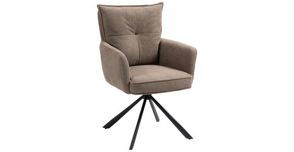 ARMLEHNSTUHL  Sitzfläche 180° drehbar Cord  - Schwarz/Braun, Design, Textil/Metall (60/95/67cm) - Novel