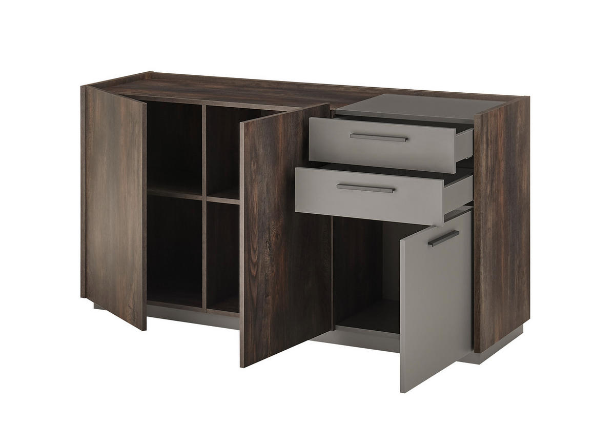SIDEBOARD  in 152/80/45 cm  - Eichefarben/Anthrazit, Design, Holzwerkstoff/Metall (152/80/45cm) - MID.YOU