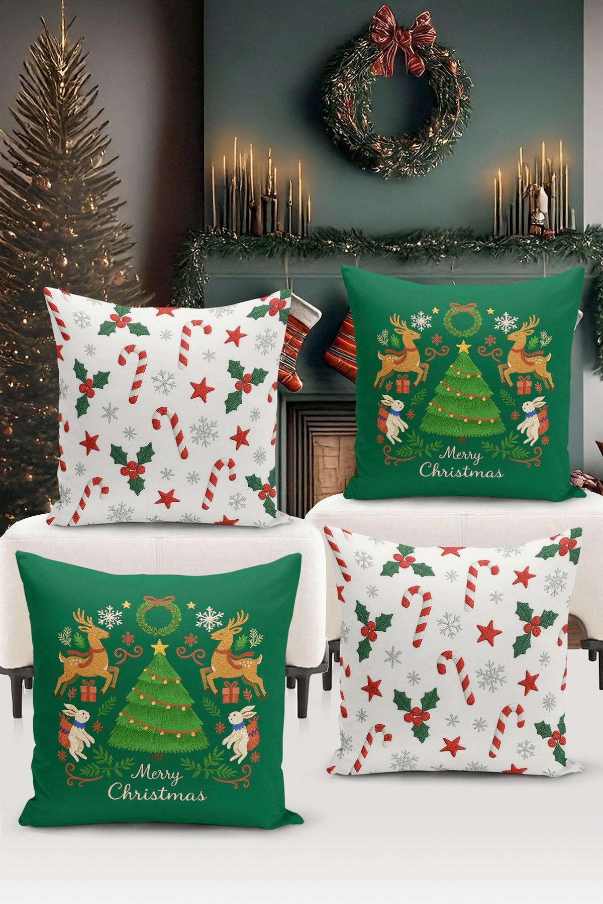 KISSENBEZUG-SET Artfchrst4-74 43/43 cm  - Multicolor, Basics, Textil (43/43cm) - X-Mas