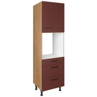 GERÄTEUMBAUSCHRANK 60/216,6/58 cm  in Rot, Eichefarben  - Eichefarben/Rot, MODERN, Holzwerkstoff/Metall (60/216,6/58cm) - Nobilia