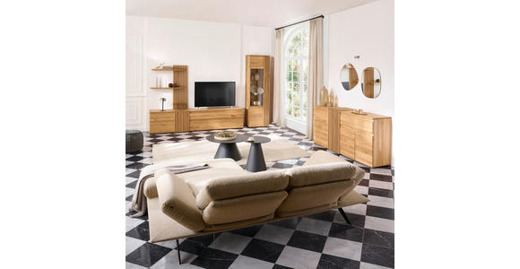 WOHNWAND  in Eichefarben  248,8/175,3/44 cm  - Eichefarben/Schwarz, Natur, Holz (248,8/175,3/44cm) - Linea Natura