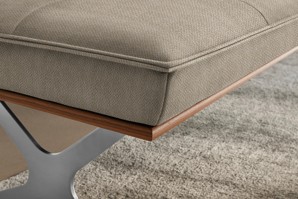 SITZBANK in Holz, Textil Nussbaumfarben, Nickelfarben, Beige  - Edelstahlfarben/Beige, Design, Holz/Textil (214/88/66cm) - Koinor