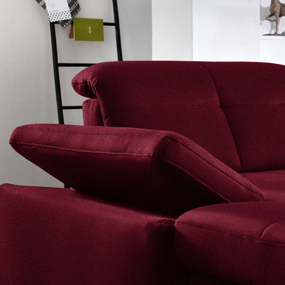 ECKSOFA  in Flachgewebe Weinrot  309/195 cm  - Chromfarben/Weinrot, Design, Textil (309/195cm) - Beldomo Style