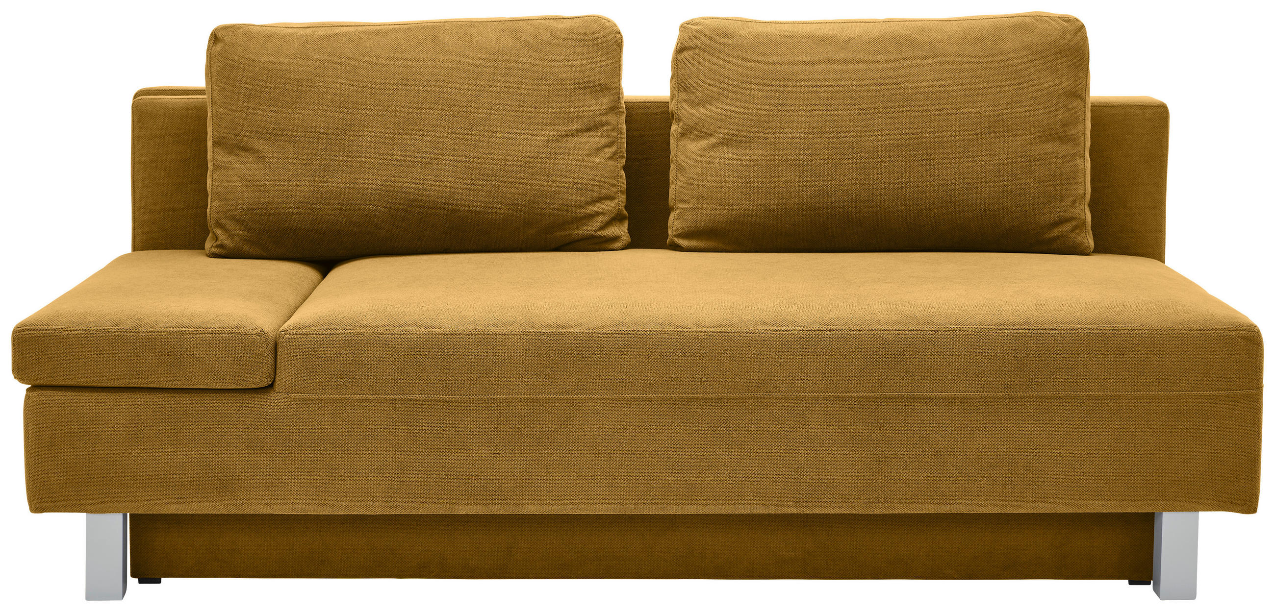 SCHLAFSOFA Flachgewebe Senfgelb  - Chromfarben/Senfgelb, Design, Holz/Textil (205/77-93/99cm) - Novel