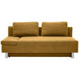SCHLAFSOFA Flachgewebe Senfgelb  - Chromfarben/Senfgelb, Design, Holz/Textil (205/77-93/99cm) - Novel
