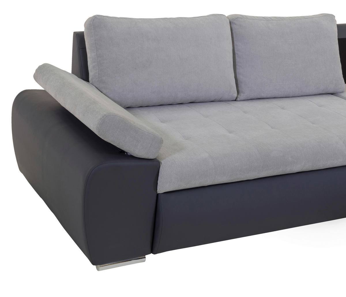 ECKSOFA in Flachgewebe Dunkelgrau, Grau  - Dunkelgrau/Grau, Design, Kunststoff/Textil (271/175cm) - MID.YOU