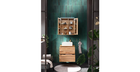 SPIEGELSCHRANK 60/70/20 cm  - Eichefarben/Schwarz, KONVENTIONELL, Glas/Holz (60/70/20cm) - Linea Natura