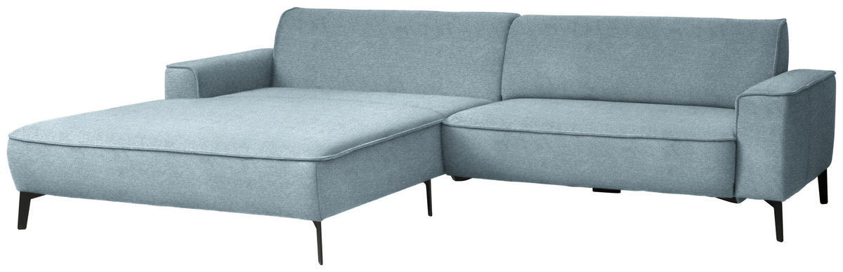 ECKSOFA in Flachgewebe Hellblau  - Schwarz/Hellblau, Design, Textil/Metall (190/285cm) - Johann Jakob