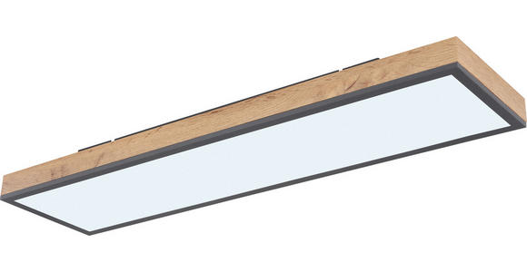 LED-DECKENLEUCHTE Ludwig 80/20/7,8 cm  - Opal/Graphitfarben, Natur, Holzwerkstoff/Kunststoff (80/20/7,8cm) - Novel
