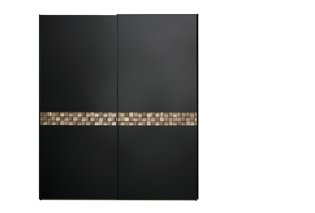 SCHWEBETÜRENSCHRANK in Anthrazit, Schwarz, Eiche dunkel  - Eiche dunkel/Anthrazit, Design, Glas/Holz (200/240/68cm) - Dieter Knoll