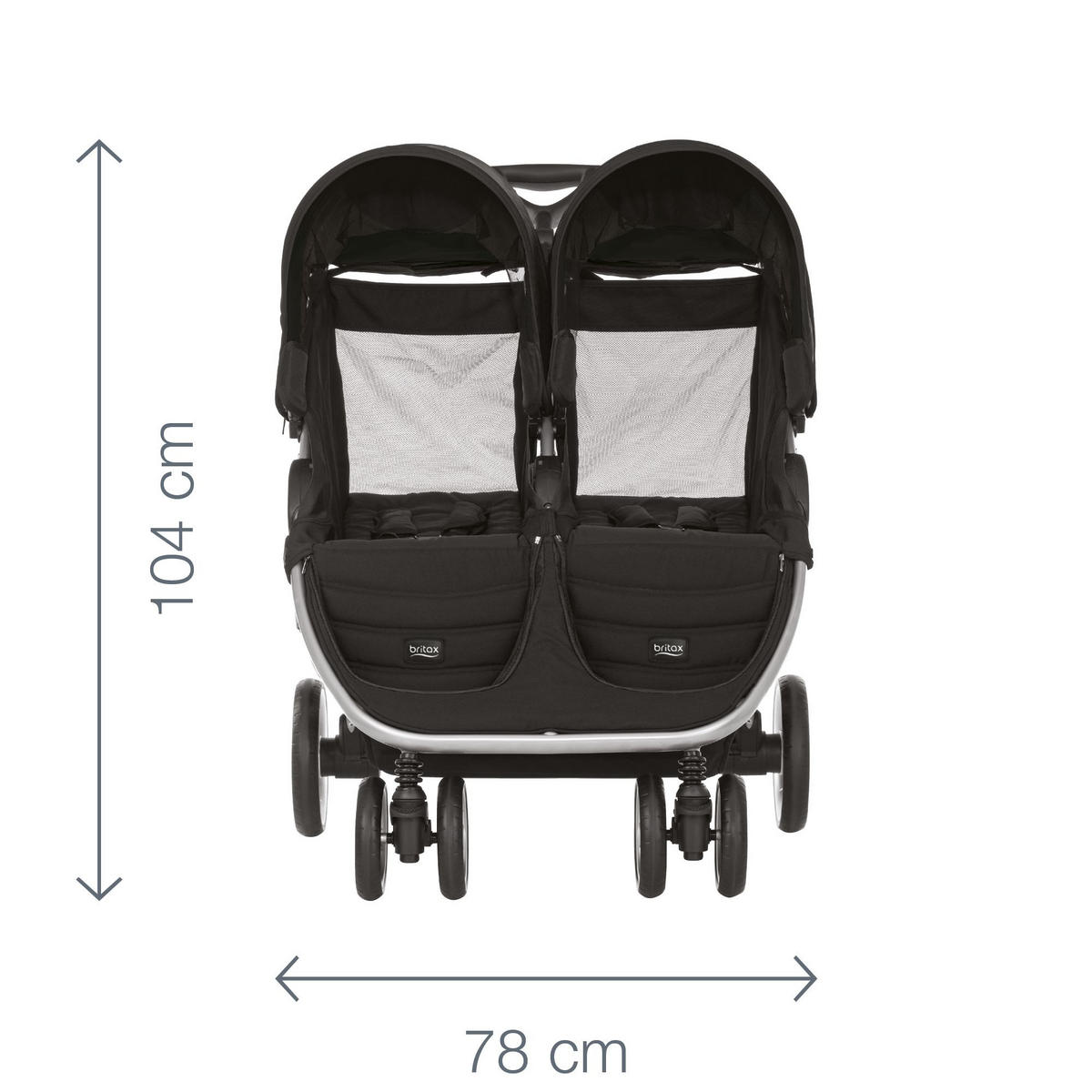 KINDERWAGEN  B-Agile Double  Cosmos Black  - Silberfarben/Schwarz, Basics, Textil/Metall (78/104/105cm) - Britax Römer