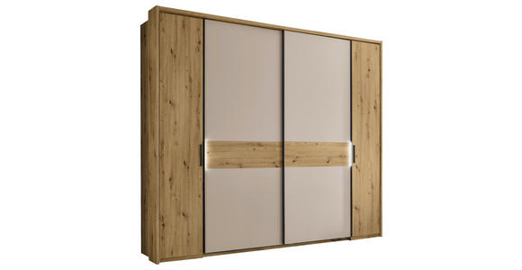 KOMBISCHRANK 267/225/62 cm 4-türig  - Kaschmir/Schwarz, Design, Holzwerkstoff/Metall (267/225/62cm) - Xora