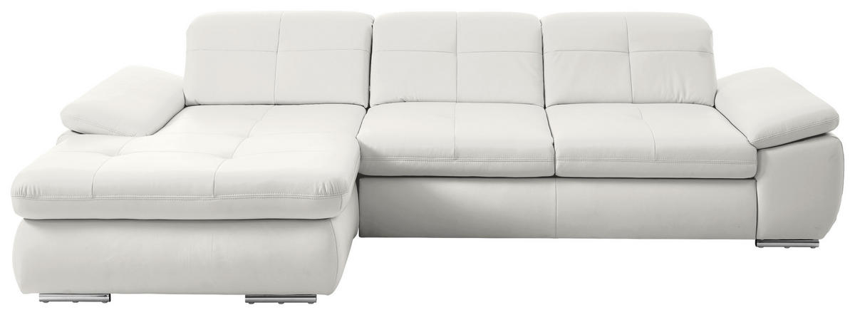 ECKSOFA  in Echtleder Weiß  195/325 cm  - Edelstahlfarben/Weiß, Design, Leder/Metall (195/325cm) - Beldomo Speed