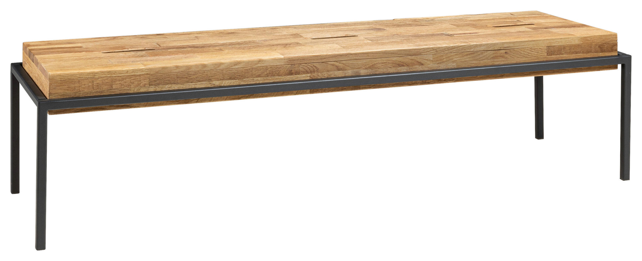 BETTBANK Eiche Anthrazit, Eichefarben  - Eichefarben/Anthrazit, Design, Holz/Metall (144/38/44cm) - Hasena