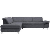 ECKSOFA in Webstoff Anthrazit  - Anthrazit/Alufarben, Design, Textil/Metall (260/319cm) - Beldomo Style