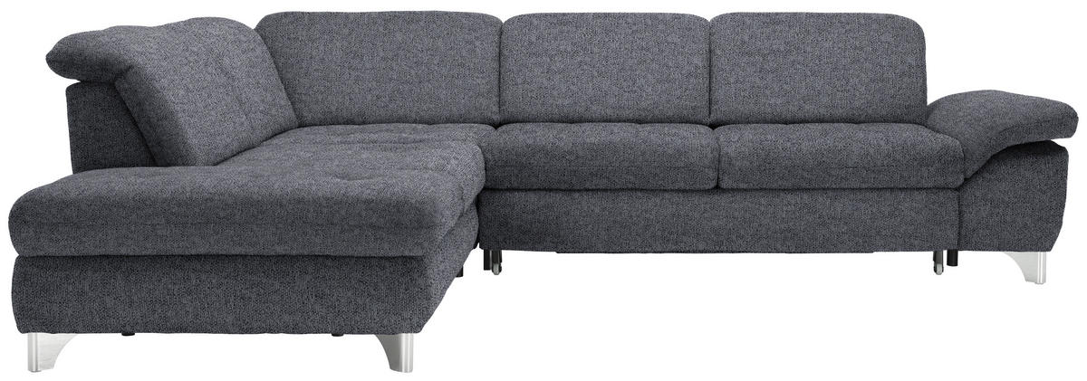 ECKSOFA in Webstoff Anthrazit  - Anthrazit/Alufarben, Design, Textil/Metall (260/319cm) - Beldomo Style