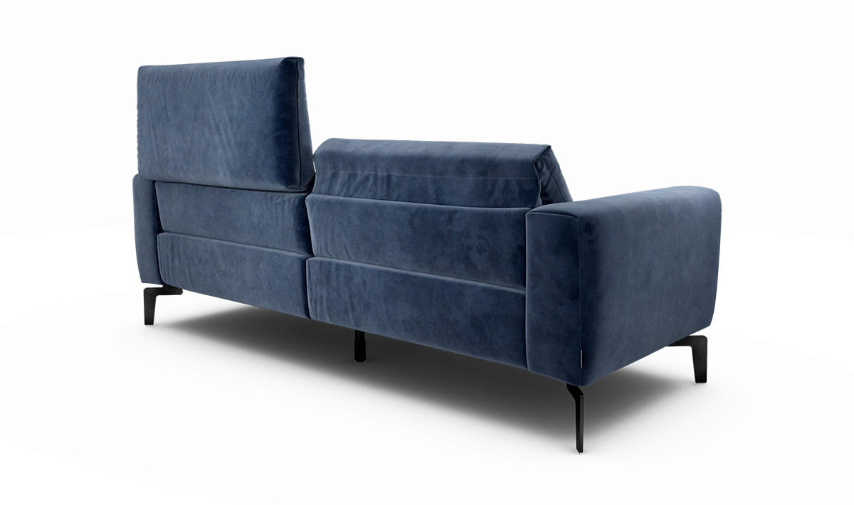 2,5-SITZER Samt Dunkelblau  - Schwarz/Dunkelblau, Design, Textil/Metall (220/86/86-94cm) - SENSOO