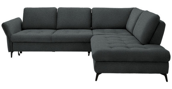 ECKSOFA in Struktur Dunkelgrau 288/233 cm - Dunkelgrau/Schwarz, Natur, Textil/Metall (288/233cm) - Valnatura