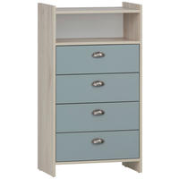 HIGHBOARD Lindholm  in 60,1/104/33 cm  - Pastellblau/Eichefarben, KONVENTIONELL, Holzwerkstoff/Metall (60,1/104/33cm) - Stylife