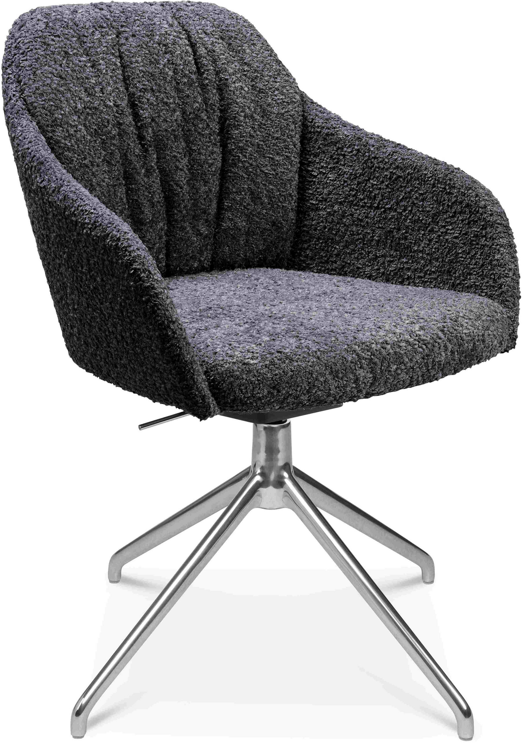 ARMLEHNSTUHL  in Aluminium Bouclé  - Lavagrau/Alufarben, Design, Textil/Metall (58/81,5-84,5/60cm) - Johann Jakob