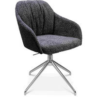 ARMLEHNSTUHL  in Aluminium Bouclé  - Lavagrau/Alufarben, Design, Textil/Metall (58/81,5-84,5/60cm) - Johann Jakob