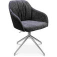 ARMLEHNSTUHL  in Aluminium Bouclé  - Lavagrau/Alufarben, Design, Textil/Metall (58/81,5-84,5/60cm) - Johann Jakob