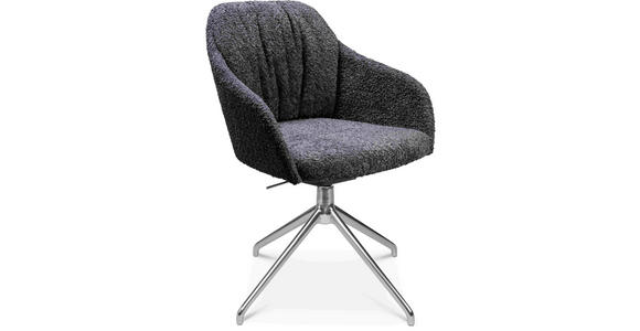 ARMLEHNSTUHL in Aluminium Bouclé - Lavagrau/Alufarben, Design, Textil/Metall (58/81,5-84,5/60cm) - Johann Jakob