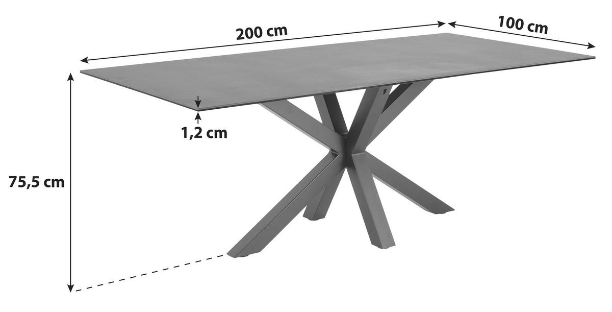 ÉTKEZŐASZTAL - fekete/fehér, Konventionell, fém/kerámia (200/100/75,5cm) - Livetastic