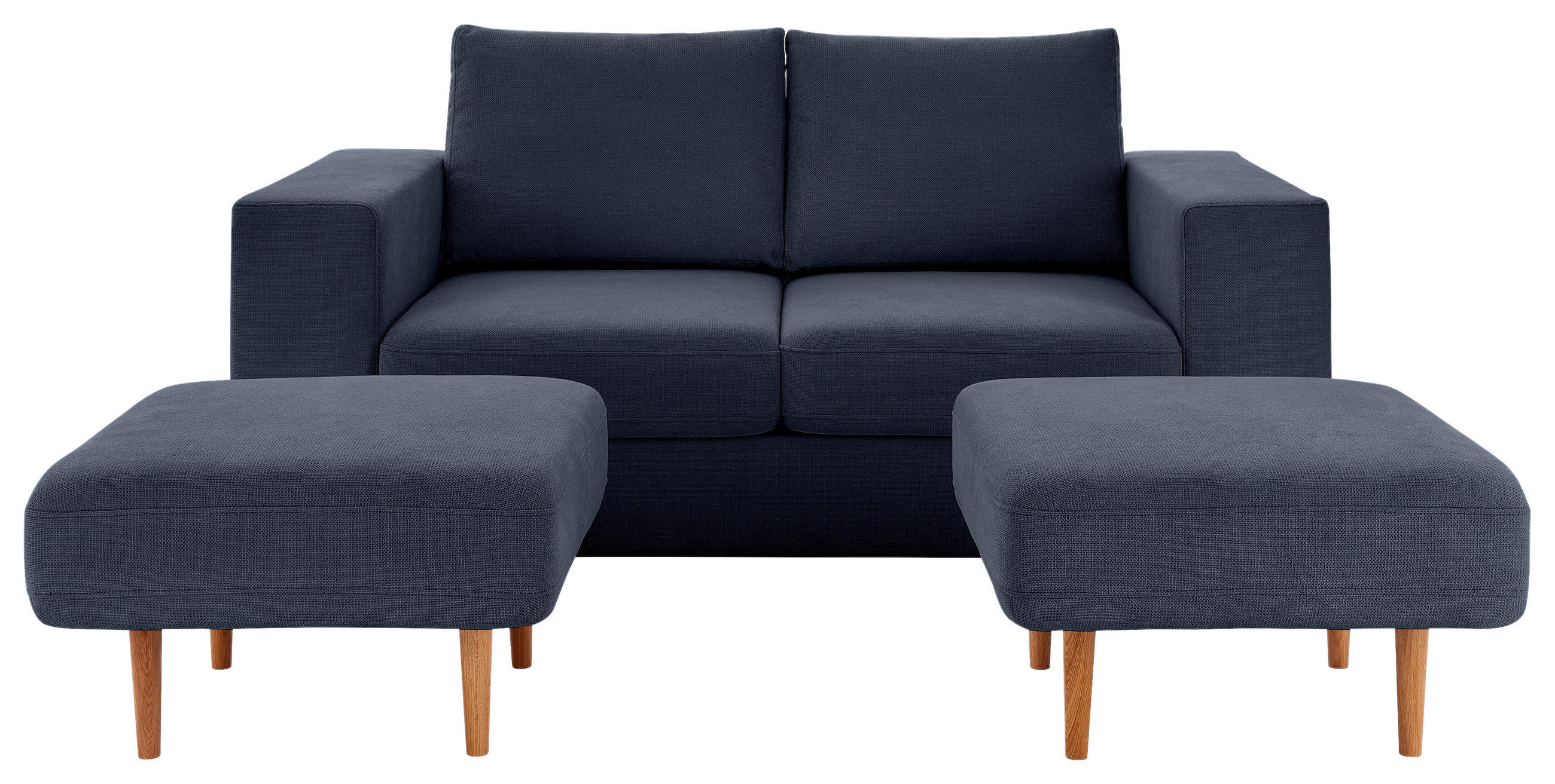 2,5-sitzer-sofa Looks Mit Hocker Dunkelblau Beine Eiche