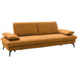 3-SITZER-SOFA Echtleder Currygelb  - Currygelb/Schwarz, Design, Leder/Metall (238/86/94cm) - Dieter Knoll