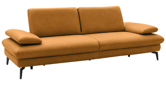 3-SITZER-SOFA Echtleder Currygelb  - Currygelb/Schwarz, Design, Leder/Metall (238/86/94cm) - Dieter Knoll