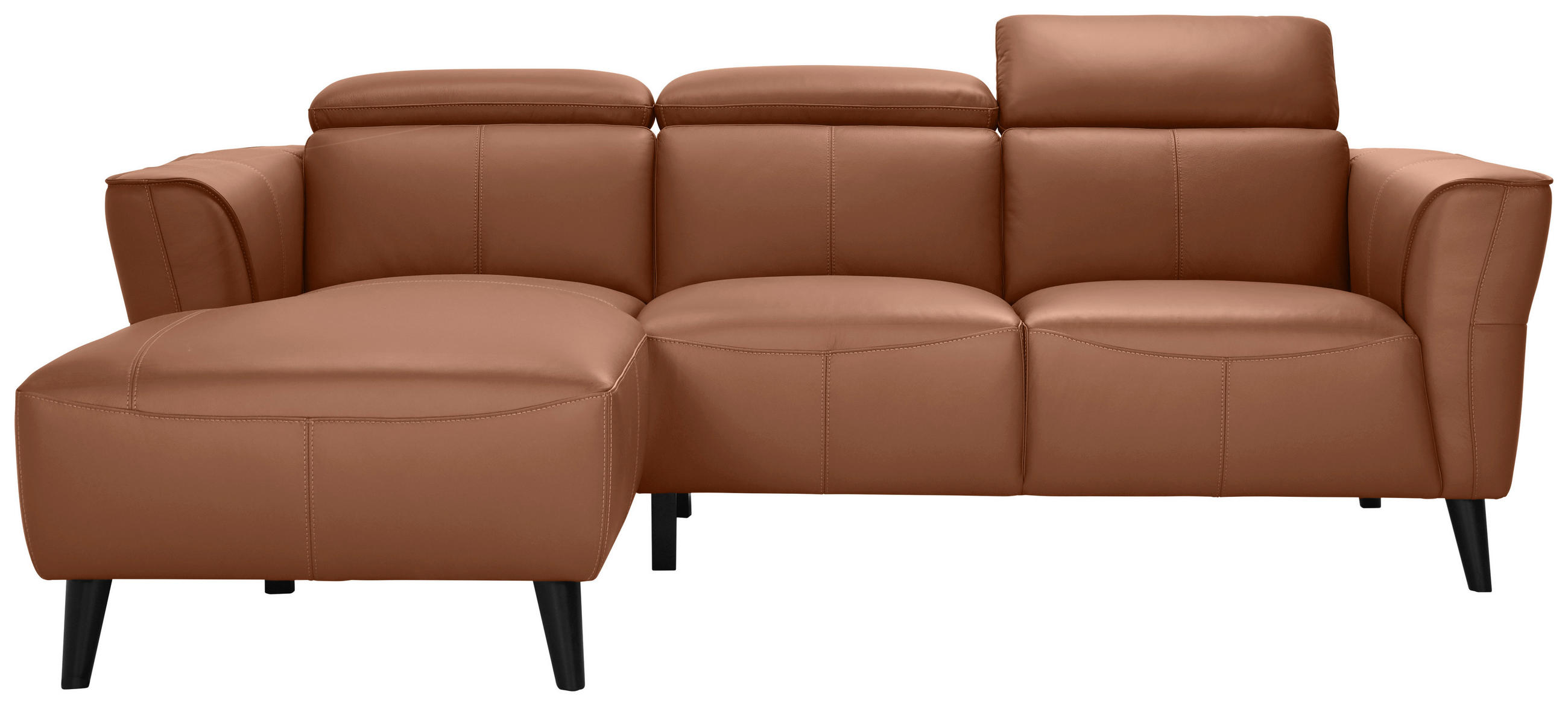 ECKSOFA Cognac Echtleder  - Cognac, KONVENTIONELL, Leder/Holz (223/92,5/173cm) - MID.YOU