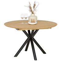 ESSTISCH 120-170/120/75 cm Echtholz  Holz rund Eichefarben  - Eichefarben/Schwarz, MODERN, Holz/Metall (120-170/120/75cm) - Carryhome