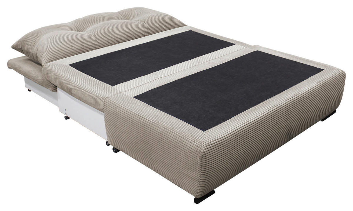 SCHLAFSOFA  mit Liegefunktion Cord Taupe  - Taupe/Schwarz, Design, Kunststoff/Textil (154/93/85cm) - MID.YOU