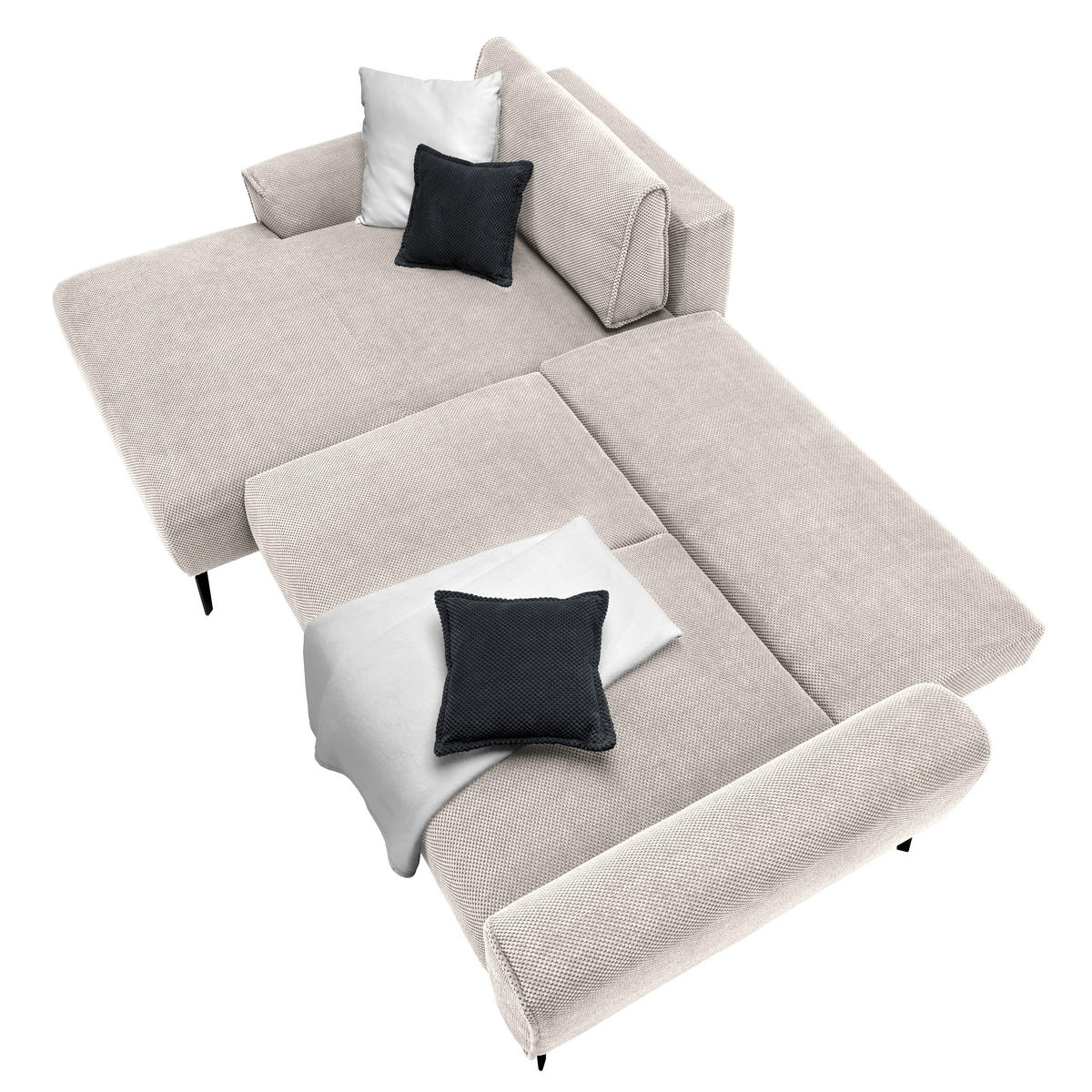 ECKSOFA in Webstoff Creme  - Creme/Schwarz, Design, Textil/Metall (170/272cm) - Welnova
