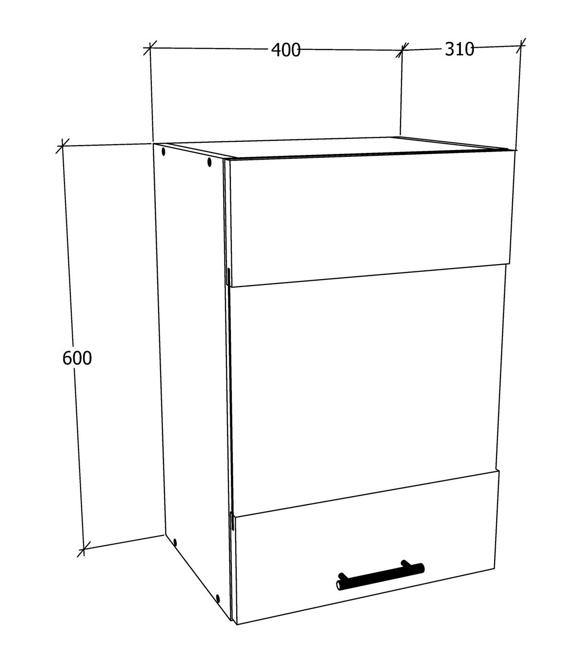 KÜCHENOBERSCHRANK 40/60/31 cm  in Anthrazit, Weiss  - Weiss/Anthrazit, Konventionell, Glas/Holzwerkstoff (40/60/31cm) - MID.YOU