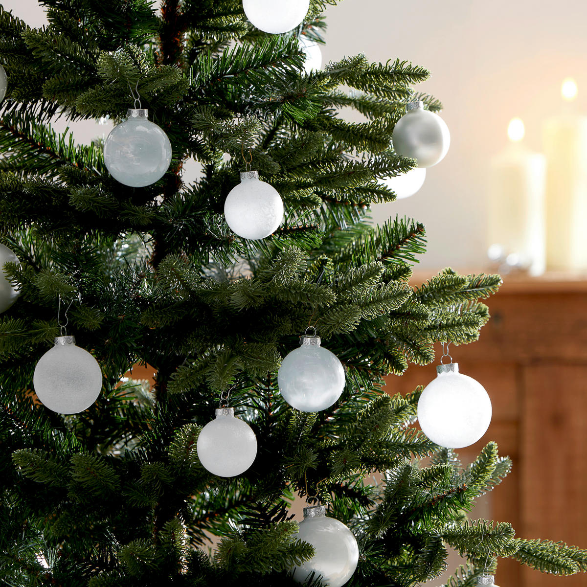 SADA VIANOČNÝCH GULÍ  42-dielne - biela, Design, sklo (7,00/7,00/7cm) - X-Mas