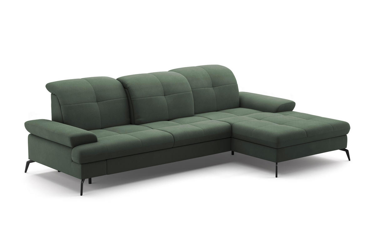 ECKSOFA in Flachgewebe Grün  - Schwarz/Grün, Konventionell, Textil/Metall (279/185cm) - Sit & More
