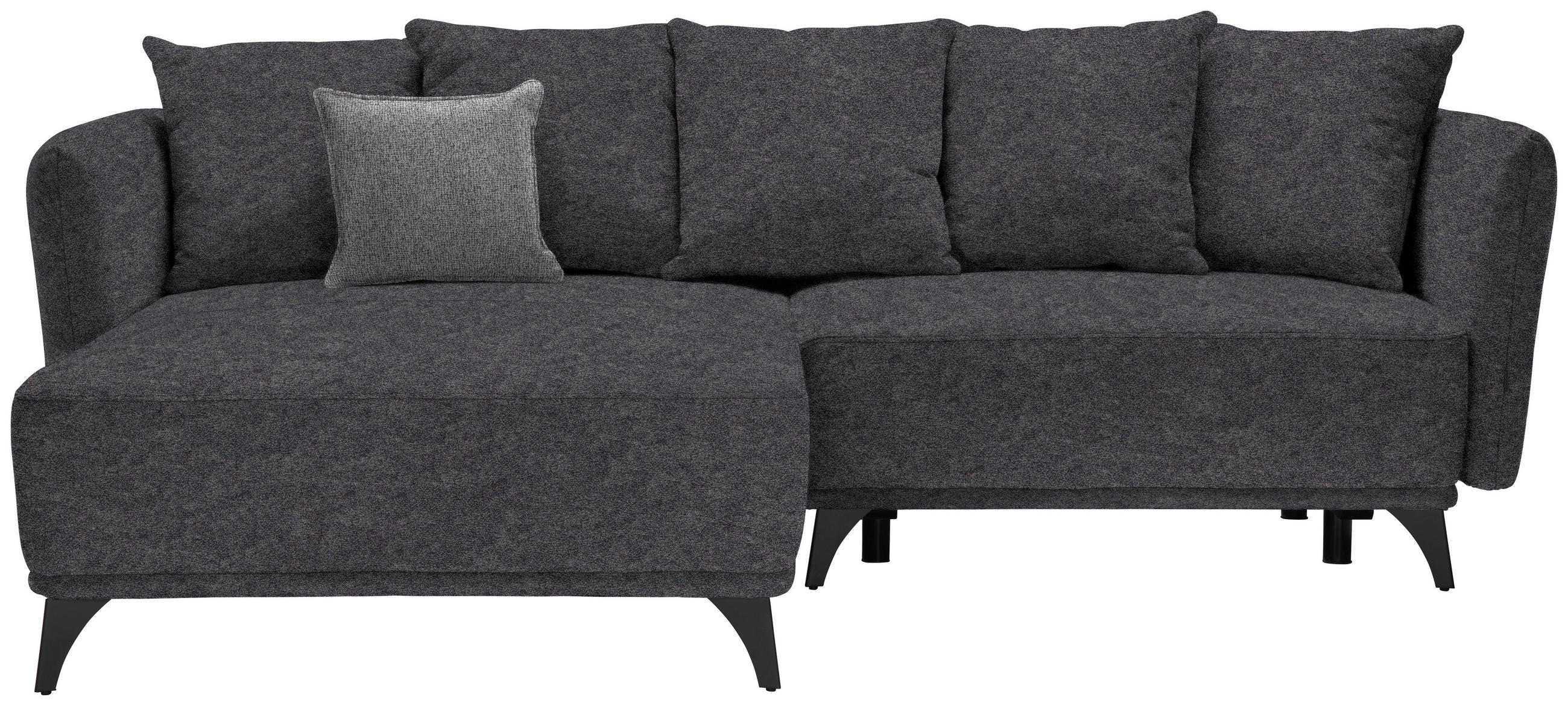 ECKSOFA in Chenille Dunkelgrau  172/255 cm  - Dunkelgrau/Schwarz, LIFESTYLE, Textil/Metall (172/255cm) - Carryhome