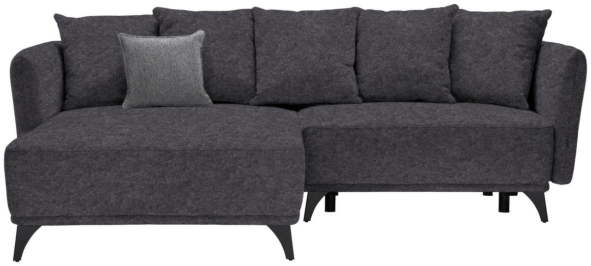 ECKSOFA in Chenille Dunkelgrau  172/255 cm  - Dunkelgrau/Schwarz, LIFESTYLE, Textil/Metall (172/255cm) - Carryhome