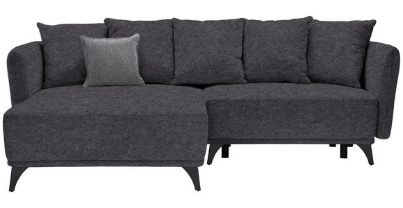 ECKSOFA in Chenille Dunkelgrau  - Dunkelgrau/Schwarz, LIFESTYLE, Textil/Metall (172/255cm) - Carryhome